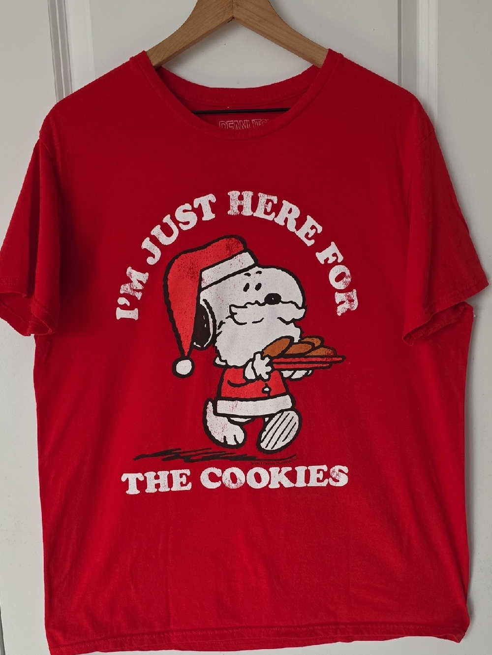 Peanuts I'm Just Here For The Cookies Short Sleeve Tshirt Size Large